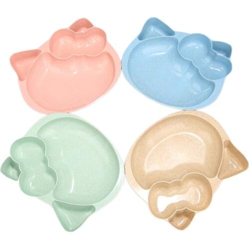 Wheat Straw Cartoon Cat Dinnerware Box Lovely Kids Dinnerware Environmental Bowl Children Plates Christmas Gift Lunch Box 1pcs