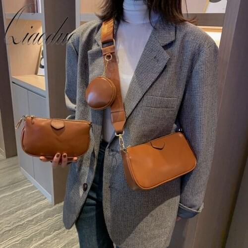 Qiaoduo Fashion PU Leather Shoulder Bag Casual Crossbody Bags For Women Handbags Bag 3 Sets Fashion Purse