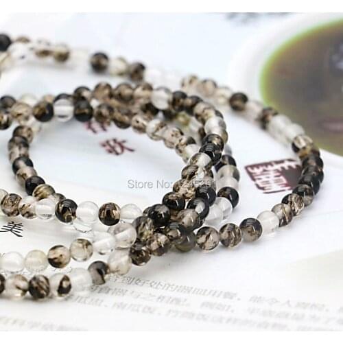 4mm Multicolor Black Watermelon Tourmaline Ornaments Crafts Round Loose Beads Natural Stone Jewelry Making For Women Girls Gifts