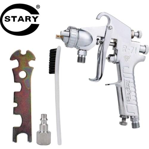 STARY Silver Spray Gun 71P Pressure Feed Air Paint Spray Gun HVLP Nozzle Size 1.5mm Easy Spraying and Clean Spray Gun Paint