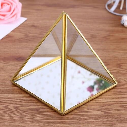 Glass Terrarium Design Pyramid Storage Box Clear Faceted Succulent Air Plant Planter Box jewelry display stand