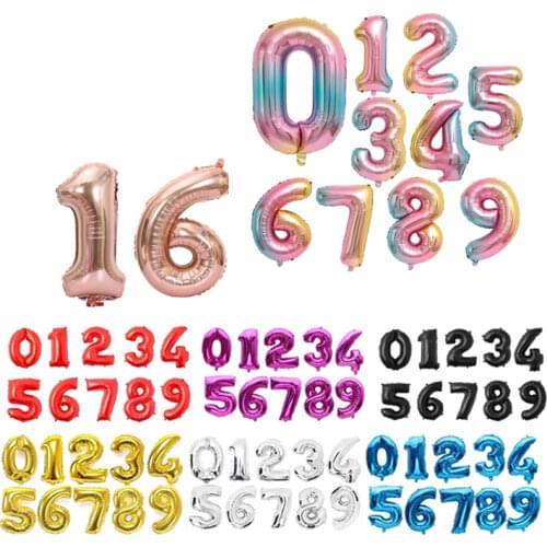 1pc 32 Inch Red Black Gold Silver Green Number Shaped Helium Balloons Birthday Party Decoration Supplies