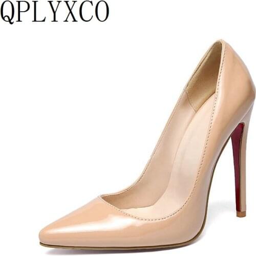 QPLYXCO Super size 34-52 Women thin high heels12cm elegant pointe toe Pumps office zapatillas mujer dance wedding shoes woman115