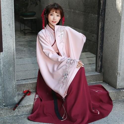 Chinese Style Womens Hanfu Costume Embroidery Slim Ancient Costume Traditional Chinese Elegant Tang Dynasty Princess Costume
