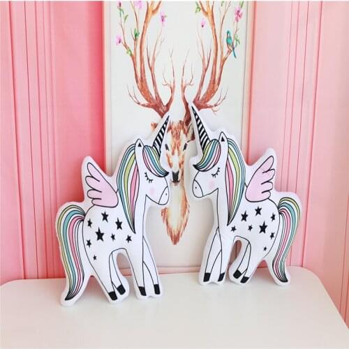 1Pcs 45CM Creativity color cartoon unicorn plush toy pillow angel horse toy doll sofa pillow childrens gifts home decoration