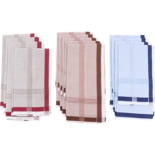 12pcs/set Men Vintage Square Hankerchief Plaid Hanky Wedding Party Handkerchiefs