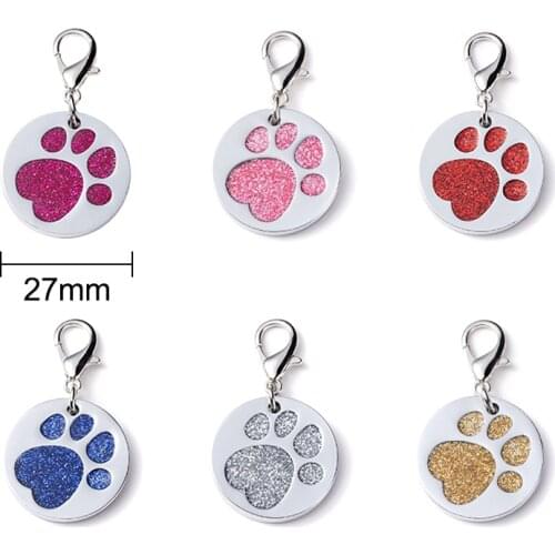2 PCs Zinc Based Alloy Pet Memorial Knitting Stitch Markers Charms Round Silver Color Paw Claw Glitter For Knitting Tool 27mm