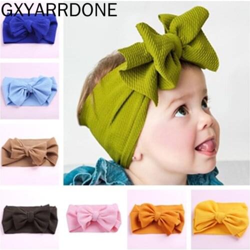 2020 Baby Headband Large Bows for Girl Adjust Elastic Headwrap Turban Bowknot Newborn Hair Band Wide Soft Hair Accessories