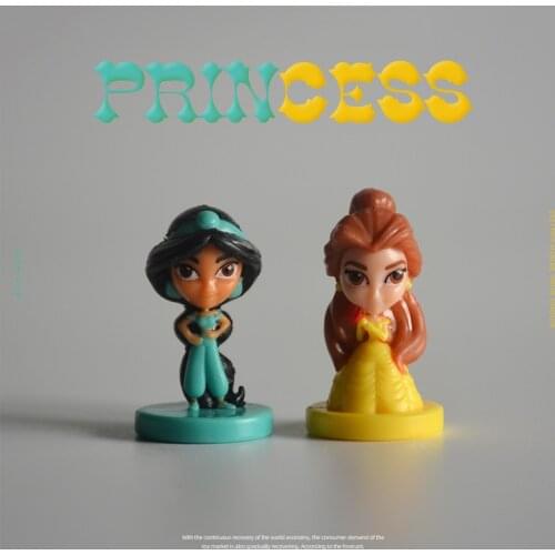 24PCS 3CM Disney Belle Princess Jasmine Princess cartoon model doll car accessories DIY decoration accessories