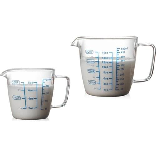 250ml/500ml Measuring Cup Graduated Transparent Heat Resisting Glass Milk Water Clear Scale Show Food Grade Device Container Hot