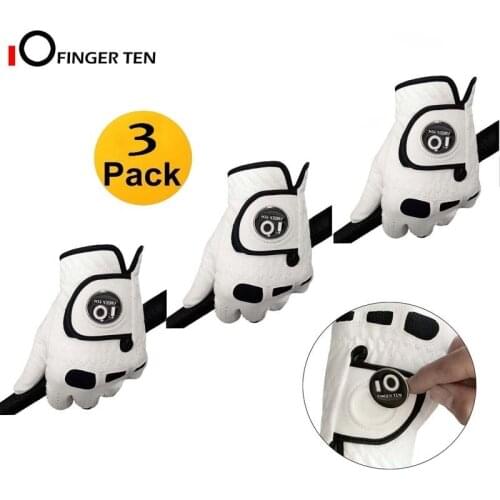 3 Pcs/6 Pcs Soft Comfortable Leather Mens Golf Gloves Left Hand Right with Ball Marker Grip Small Medium ML Large XL