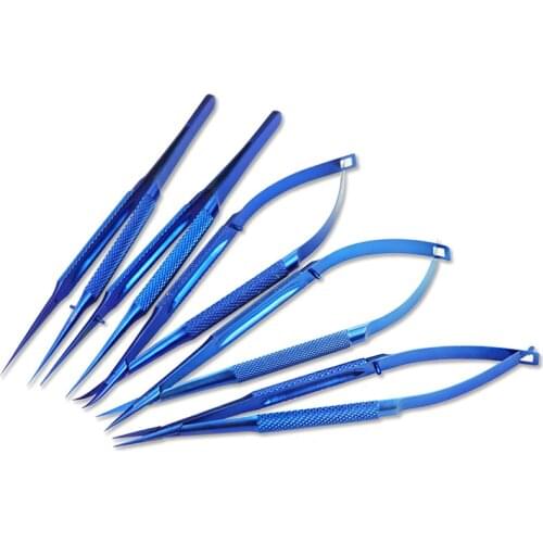 4pcs/set 14cm Titanium microsurgical instruments microsurgery instruments Kit scissors needle holder forceps