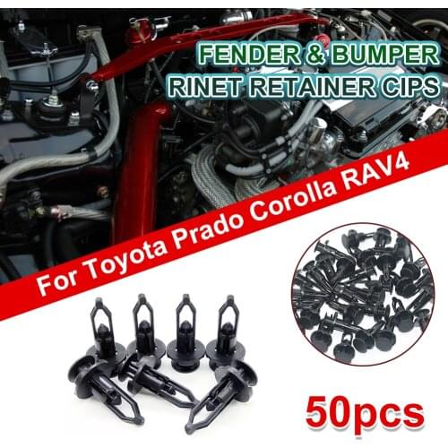 Fit for Toyota Corolla Rav4 Avensis Auris Hilux Yaris Prius 50pcs Bumper Fender Fasteners Clip Push Rivet Retainer Car Accessori