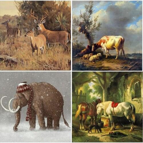 5D DIY Diamond Painting Giraffe Pattern Cross Stitch Kits Embroidery Rhinestones Mosaic Full Square Round Drill Animals Decor