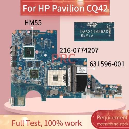 631596-001 631596-501 For HP Pavilion CQ42 Laptop Motherboard DAAX1IMB6A0 HM55 216-0774207 DDR3 Notebook Mainboard