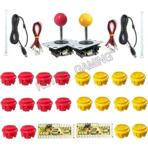 Arcade 2 players DIY Kit Zero Delay USB Controller PC to Joystick + Push Buttons + Wire Harness for MAME & Raspberry Pi 3B