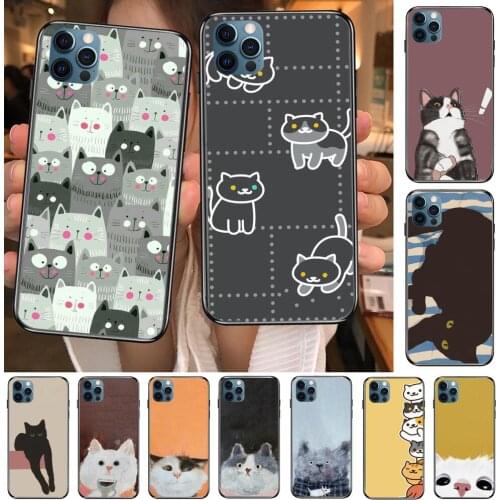 Cartoon cute funny cat Phone Cases For iphone 12 Pro Max case 11Pro Max 8PLUS 7PLUS 6S iphone XR X XS mini mobile cell funda