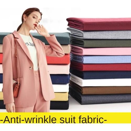 Black Fabric Anti-wrinkle Solid Color Suit Uniform Fabric Fashion Pants Dress Sewing White Blue Pink Brocade Blending Polyester