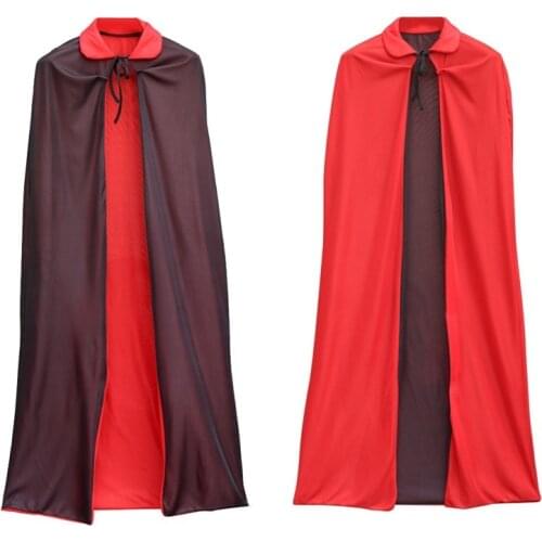 Vampire Witch Long Cape Halloween Costumes for Women Men Adult Kids Children Boys Girls Red Black Medieval Cloaks Hooded Cape