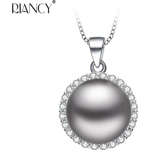 Elegant natural freshwater pearl pendant necklace for women 925 sterling silver wedding birthday gift
