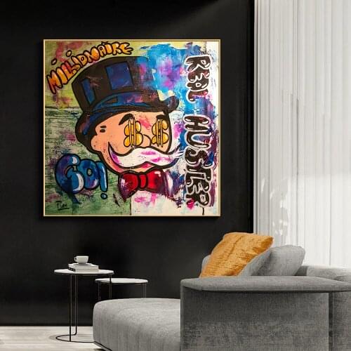 Graffiti Art Wall Pictures Alec Monopoly Millionaire Canvas Painting On The Wall Art Posters and Prints Home Decor Cuadros
