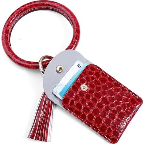 2020 New Coin Purse Keychain Card Bag Crocodile Pattern Wallet PU Leather Tassel Kabaw Fashion Bracelet Keychain