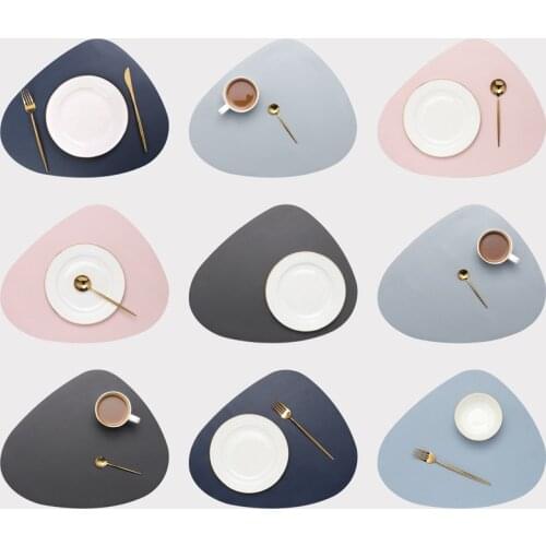 Leather Placemat Tableware Pad Oil Water Resistant Heat Insulation Non-Slip Tablemat Coaster Set for Kitchen Washable Cup Pads