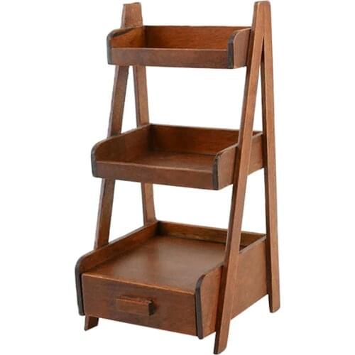 Doll House Miniature Wood Plant Stand Shelf Storage Rack for 1/12 Scale Room