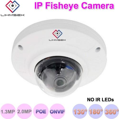 Lihmsek Mini Dome type IP Fisheye Camera ONVIF POE P2P Panoramic Surveillance Camera 130 180 degree Lens Indoor IPC Security
