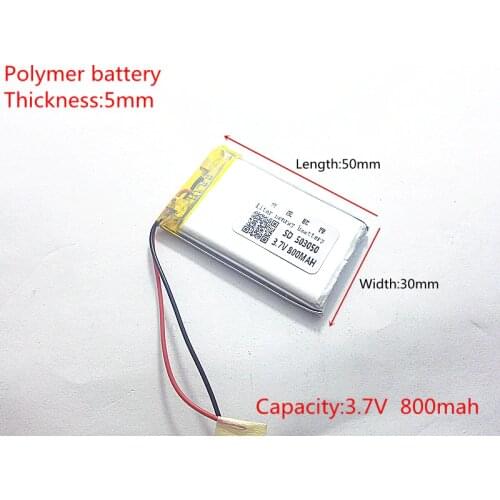 3.7V 800mAh 503050 Lithium Polymer Li-Po li ion Rechargeable Battery cells For Mp3 MP4 MP5 GPS mobile bluetooth