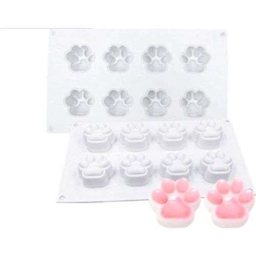Cute Cat Paw Shape Silicone Mold For Baking Cake Decorating Mousse Fondant Chocolate Candy Making Muold 8 Holes