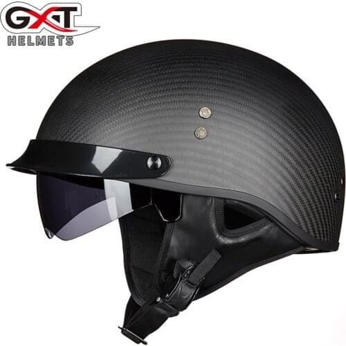 GXT Motorcycle Helmet Carbon Fiber Half Helmet Four Season Retro Helm Electric Bike Unisex Neutral Helmets