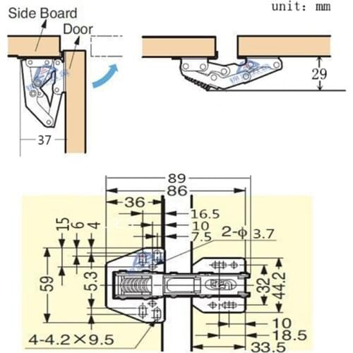 N0HF Furniture Hardware Wardrobe Cabinet Door Silent Hinges Hydraulic Buffer Hinges Bridge Shaped Spring Hinges