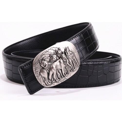 2017 new brand-name belt mens high-quality belt wolf headband 125cm casual belt denim jeans