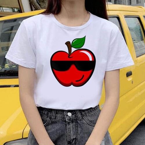 2020 NEW cute strawberry apple funny printed T-shirt fashion casual white T-shirt Harajuku graphic T-shirt short sleeve