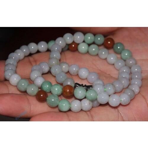 Natural Certified 3 Color 100% Natural Grade A JADE Jadeite 8 mm Beads Necklace