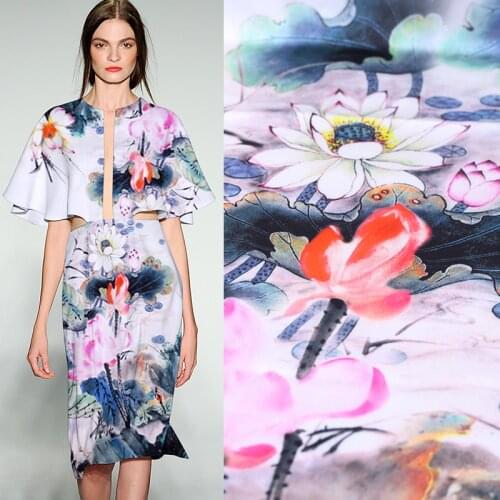 Printed Stretch Satin Silk Smooth Drape Garment Dress Sewing Cloth Satin Natural Silk Fabrics Home Textile