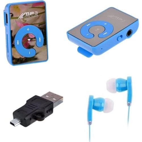 Portable Mini Mirror Clip MP3 Player Music Media Support Micro SD TF Card Suitable For Outdoor Sports Long Battery Usage Time