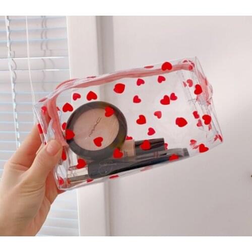 1 Pc Girl Clear Cosmetic Bag PVC Transparent Makeup Bag for Women Waterproof Zipper Beauty Case Travel Toiletry Bags