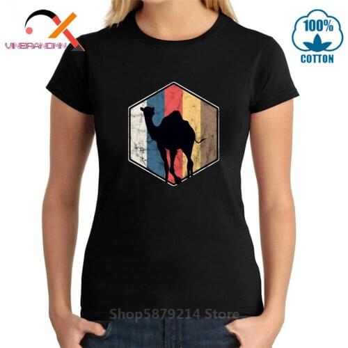 Retro Vintage Camel Animals Wildlife Camelot Humpback Dromedary T shirt camel print quality cotton fashion loose woman Tees 2020