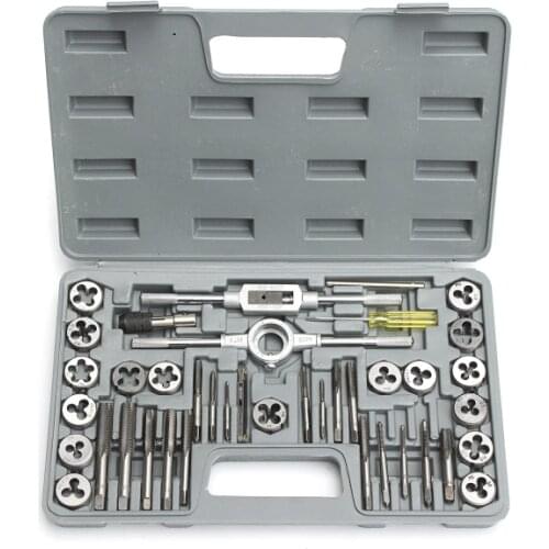 HD Pro 40pcs/set Tap Die Metric Tapping Threading Chasing Case Adjustable Holder Thread Gauge Wrench Tools Kit