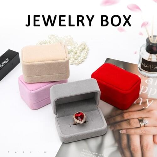 Luxury Square Velvet Jewelry A Pair Rings Earring Display Case Box Storage Organizer Holder Gift Packag Portable Travel Wedding