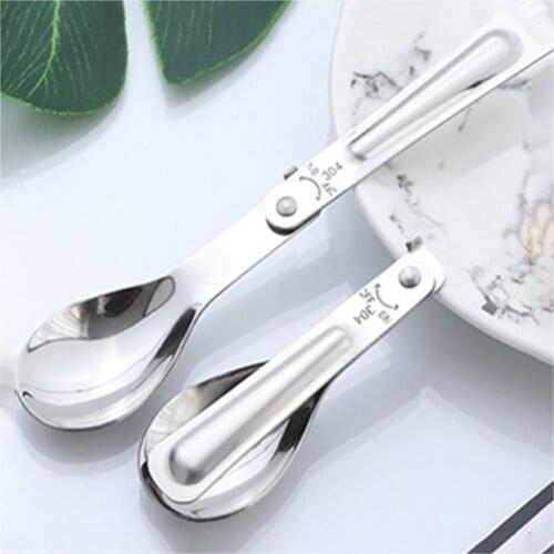 Spoon Folding Stainless Steel Spoon Creative Portable Folding Spoon Two Spoons Folding Coffee Spoon Tableware