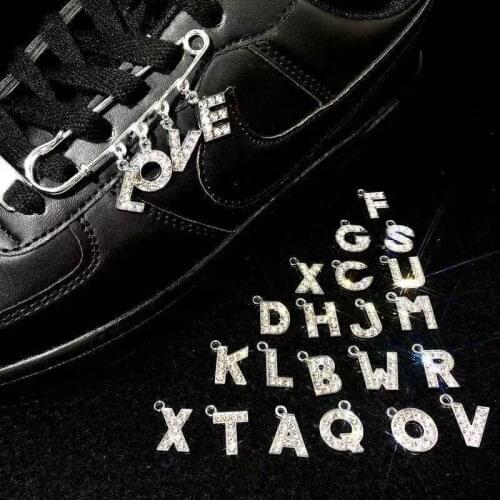 Alloy Shoe-Buckle Letters DIY Accessories Shoes Accessories Shoelace Decoration Diamond-Embedded Homemade Chain Customization