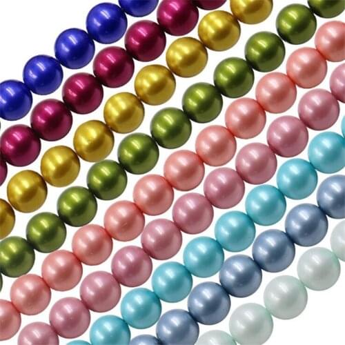 Free shipping 3/4/6/8/10/12/MM glass imitation pearls multicolor beads DIY Bracelet earrings bead choker necklace Jewelry Making