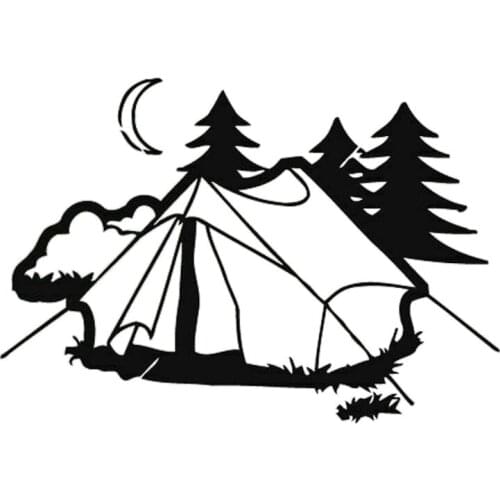 17.9CM*12.2CM Tent Camping Nature Rest Fashion Car Accessories Stickers Black/Silver for Fiat Stickers