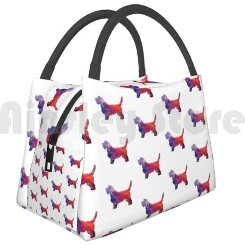 Portable Insulation Bag Basset Griffon Vendeen Dog Breed Silhouette Geometric Pattern Purple Dog Breed