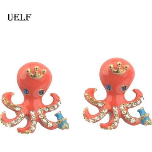 Uelf Free shipping 2019 New red octopus jewelry earrings Lady party earrings women big earrings
