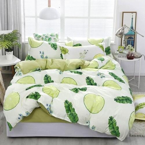 Green Lemon Leaves Bedding Sets Microfiber Brush Polyester Bedlinens Twin Full Queen King Duvet Cover Set Pillowcases