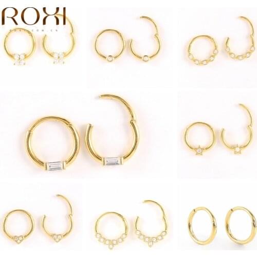 ROXI 2Pcs Invisible Earrings For Women Silver 925 Ear Bone Piercing Circle Hoop Earrings Jewelry Nose Ring Belly Button Ring